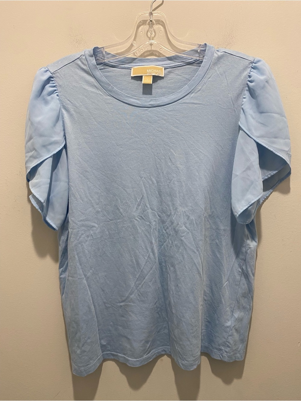 MICHAEL Michael Kors Flutter Cap Sleeve Top Light Blue Women’s Size L EUC